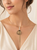 Aanura Gold Leaf Pendant Choker – Stainless Steel Jewelr