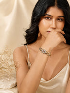 Aanura Gold Stainless Steel Crystal Bangle Bracelet