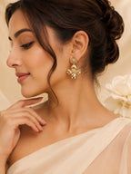 Aanura Bold Golden Floral Drop Earrings