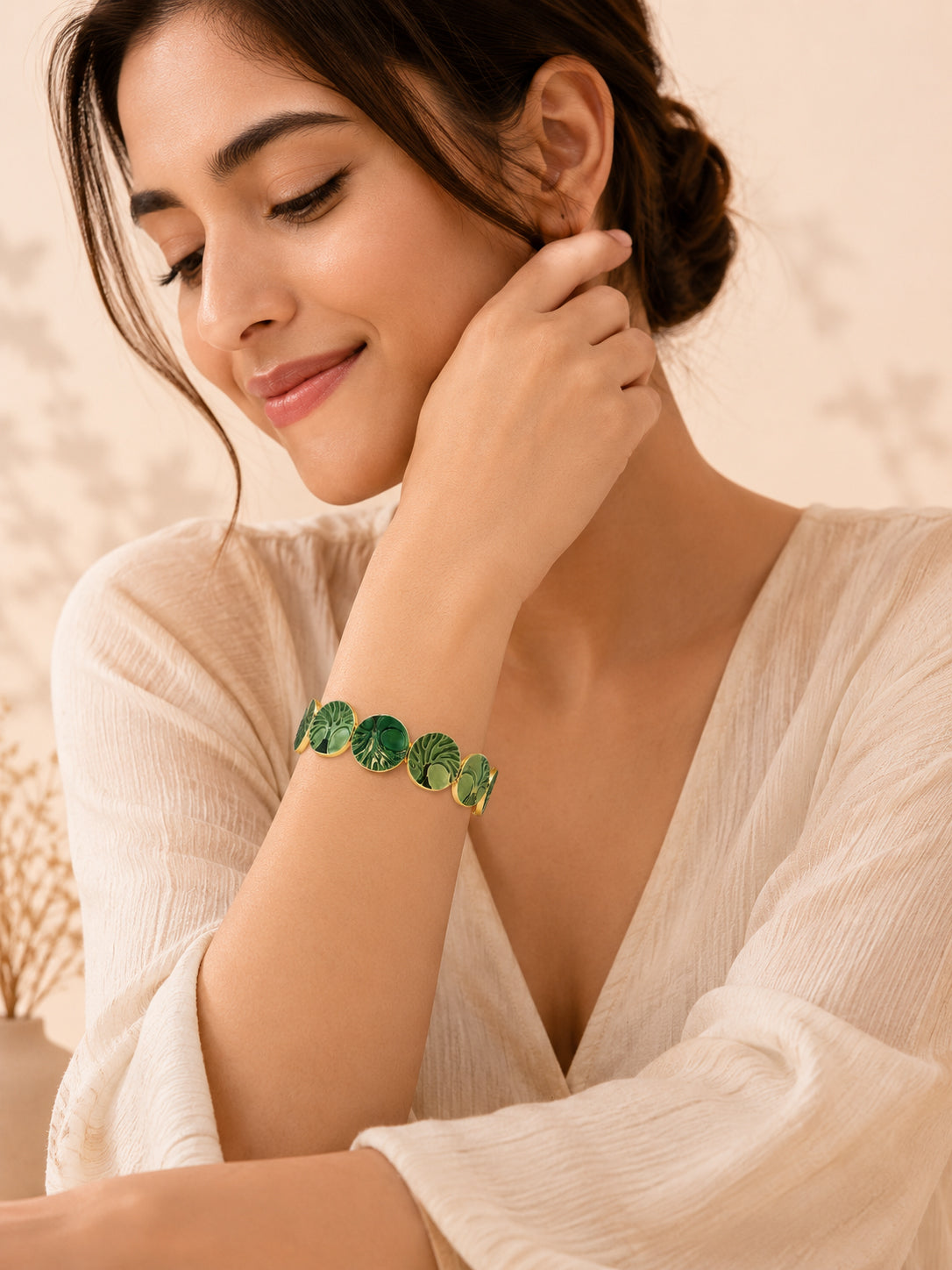 Aanura Verdant Forest Gold Enamel Bracelet