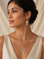 Aanura Golden Leaf Drop Necklace & Earrings Set