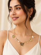 Aanura Gold Charm Necklace with Bow & Butterfly