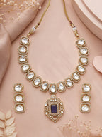 Aanura Kundan Necklace with Pink Stone Heritage Pendant
