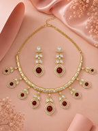 Aanura Peacock Green Kundan Necklace & Earrings Set