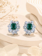 Aanura Red Gemstone Floral Halo Stud Earrings