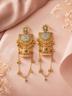 Aanura Gold Plated Temple Statement Earrings