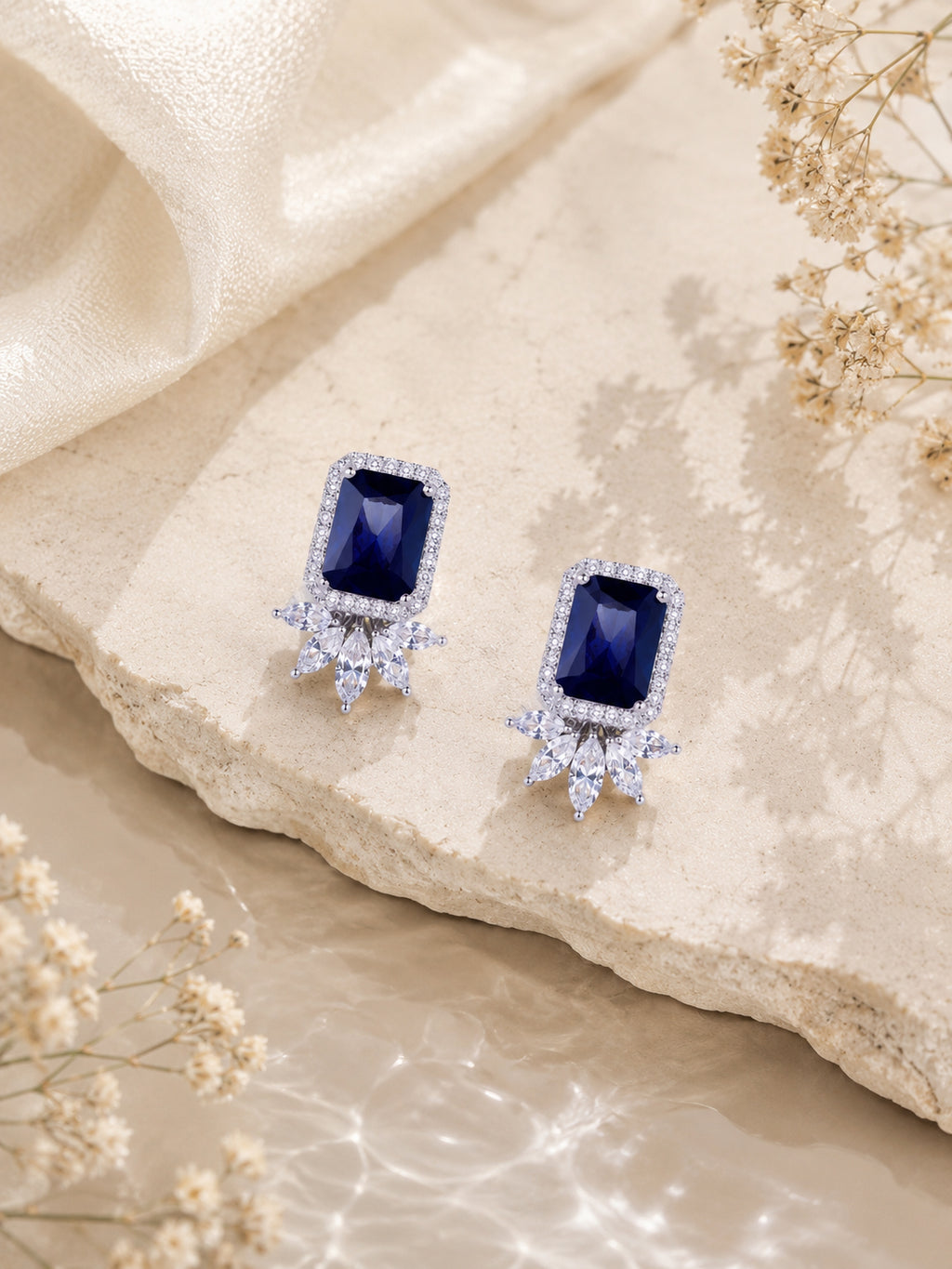 Aanura Yellow Cushion-Cut CZ Cluster Earrings