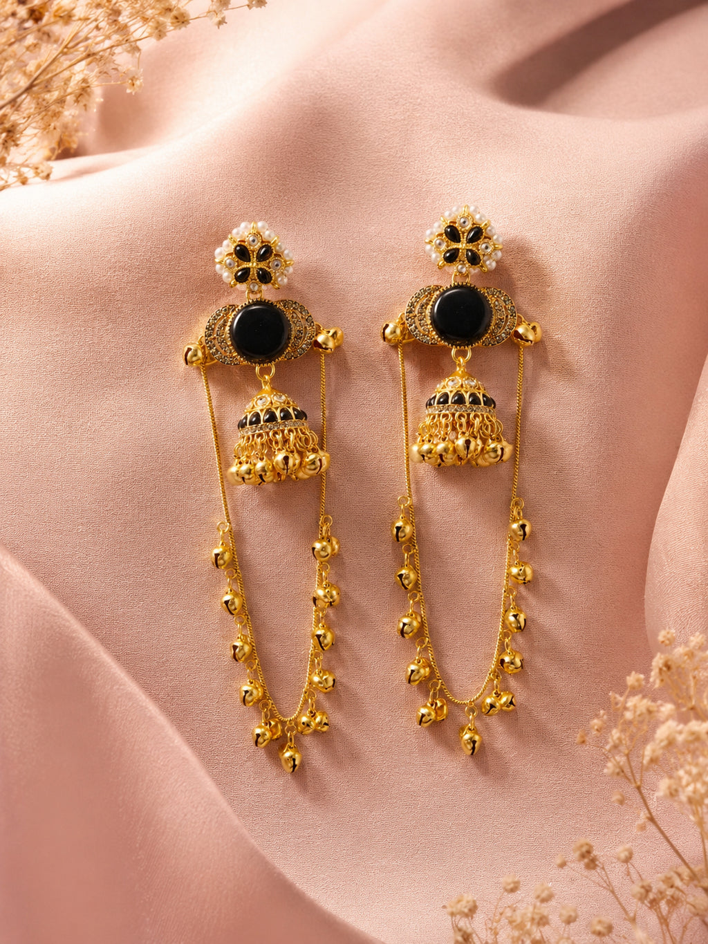 Aanura Gold Plated Stone Earrings with Brass