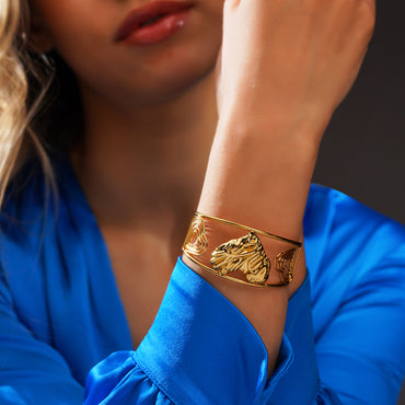 Aanura Sculpted Leaf Open Cuff Bracelet