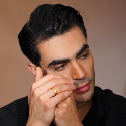 Aanura Gold-Plated Roman Numeral Ring For Men's