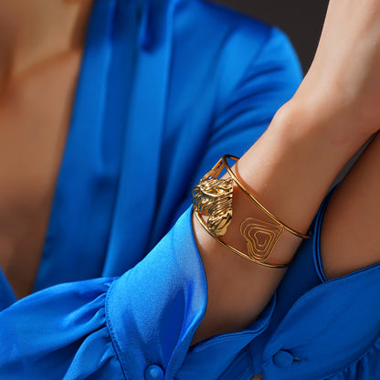 Aanura Sculpted Leaf Open Cuff Bracelet