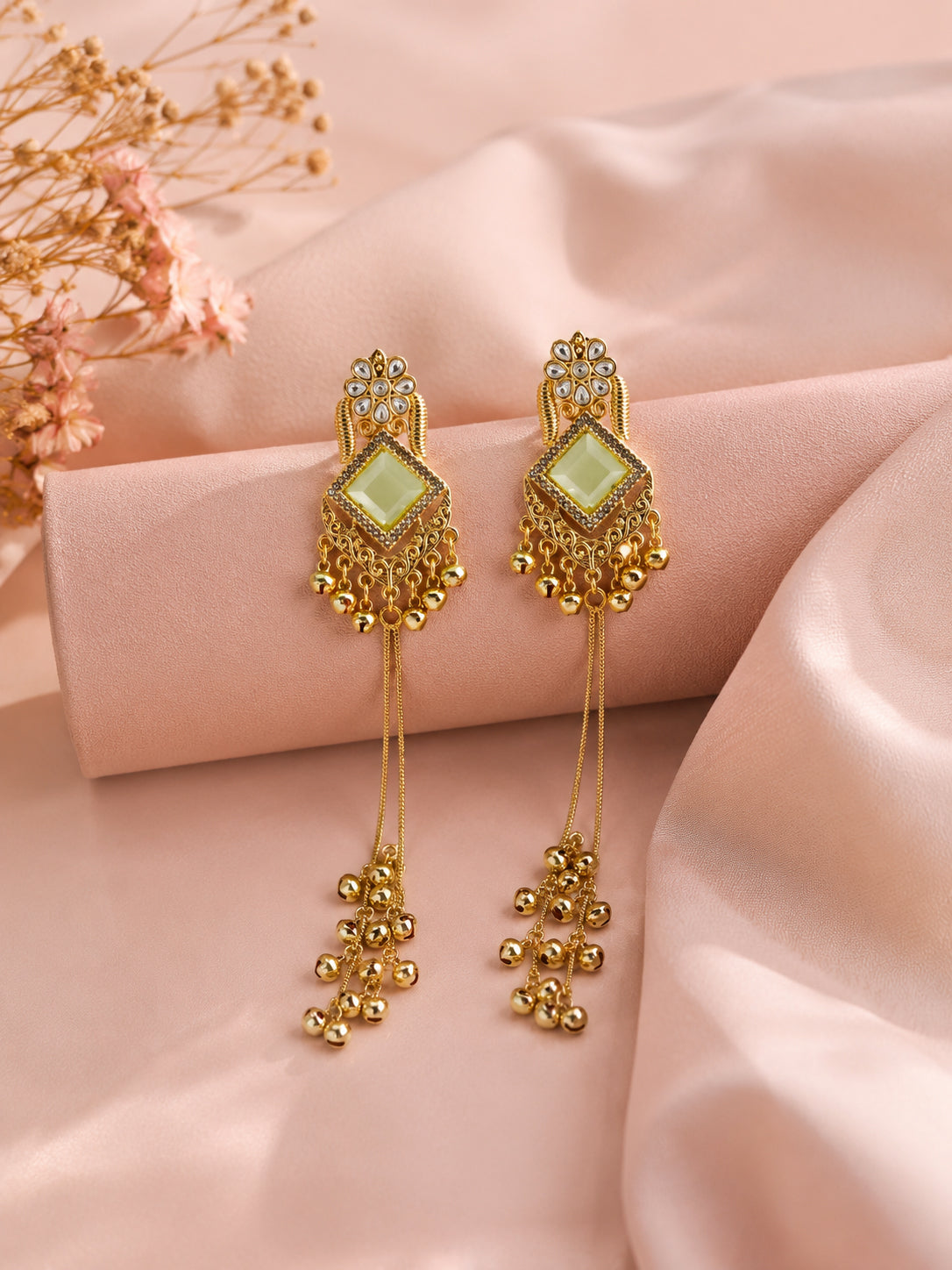 Aanura Gold Plated Royal Drop Jhumka Earrings