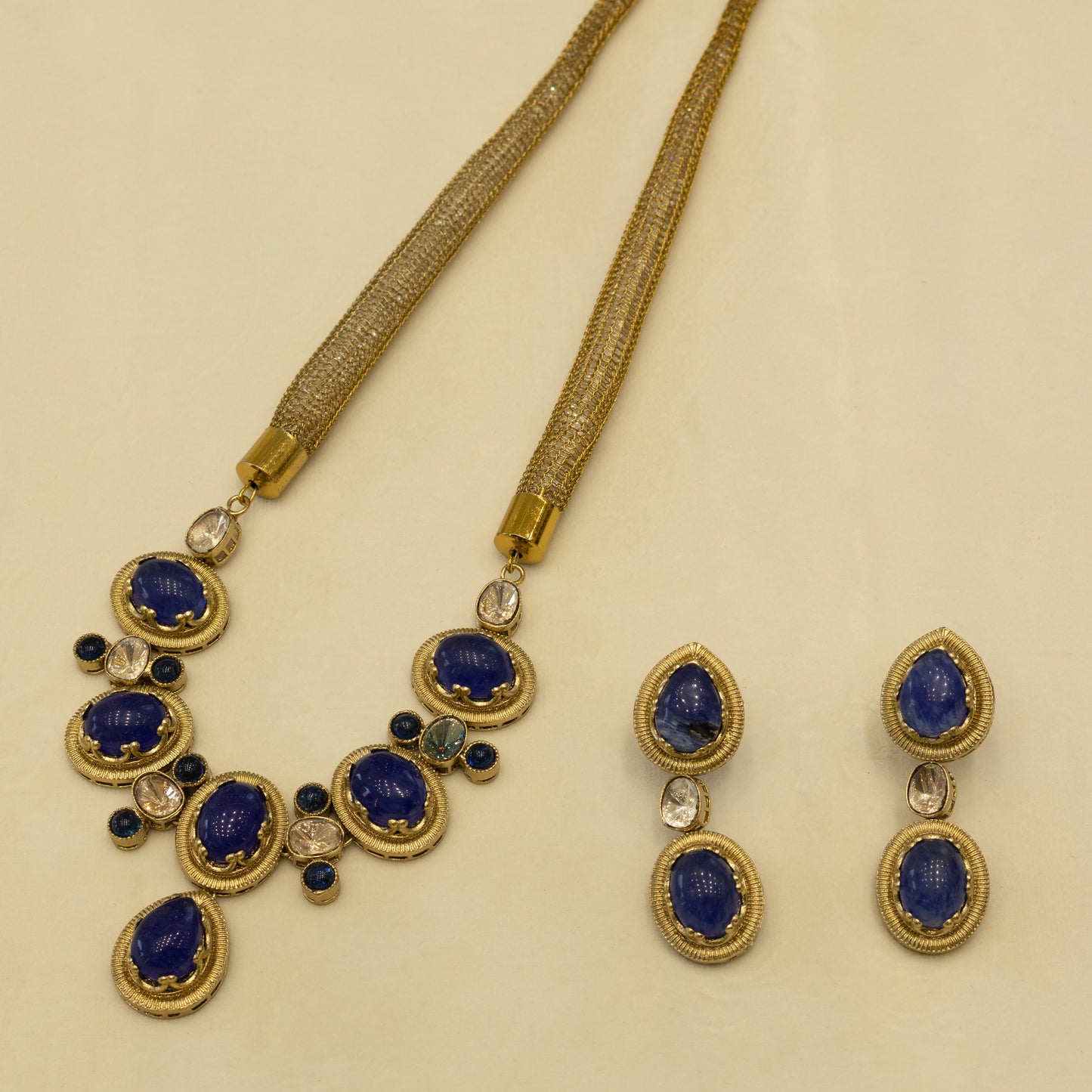 Aanura Red Stone Necklace & Earrings Set