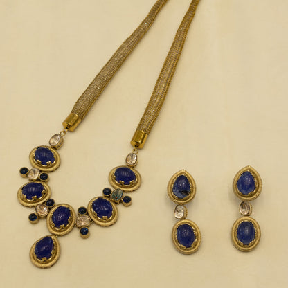 Aanura Red Stone Necklace & Earrings Set