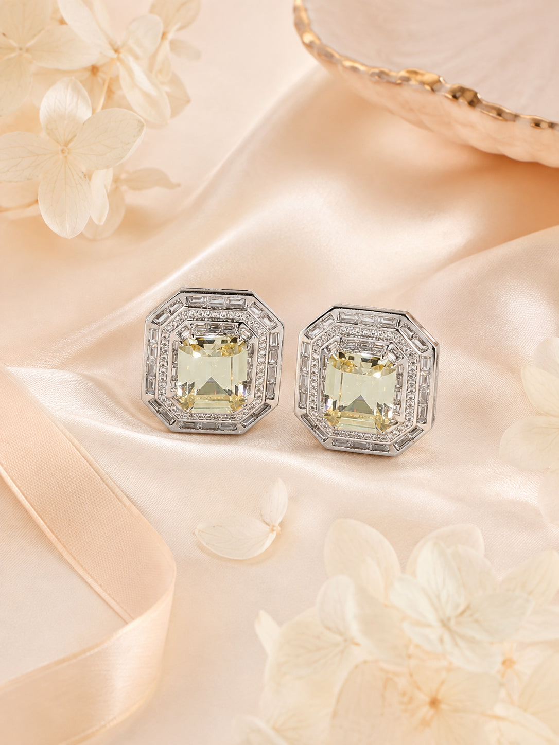 Aanura Ruby & Emerald Octagon Stud Earrings