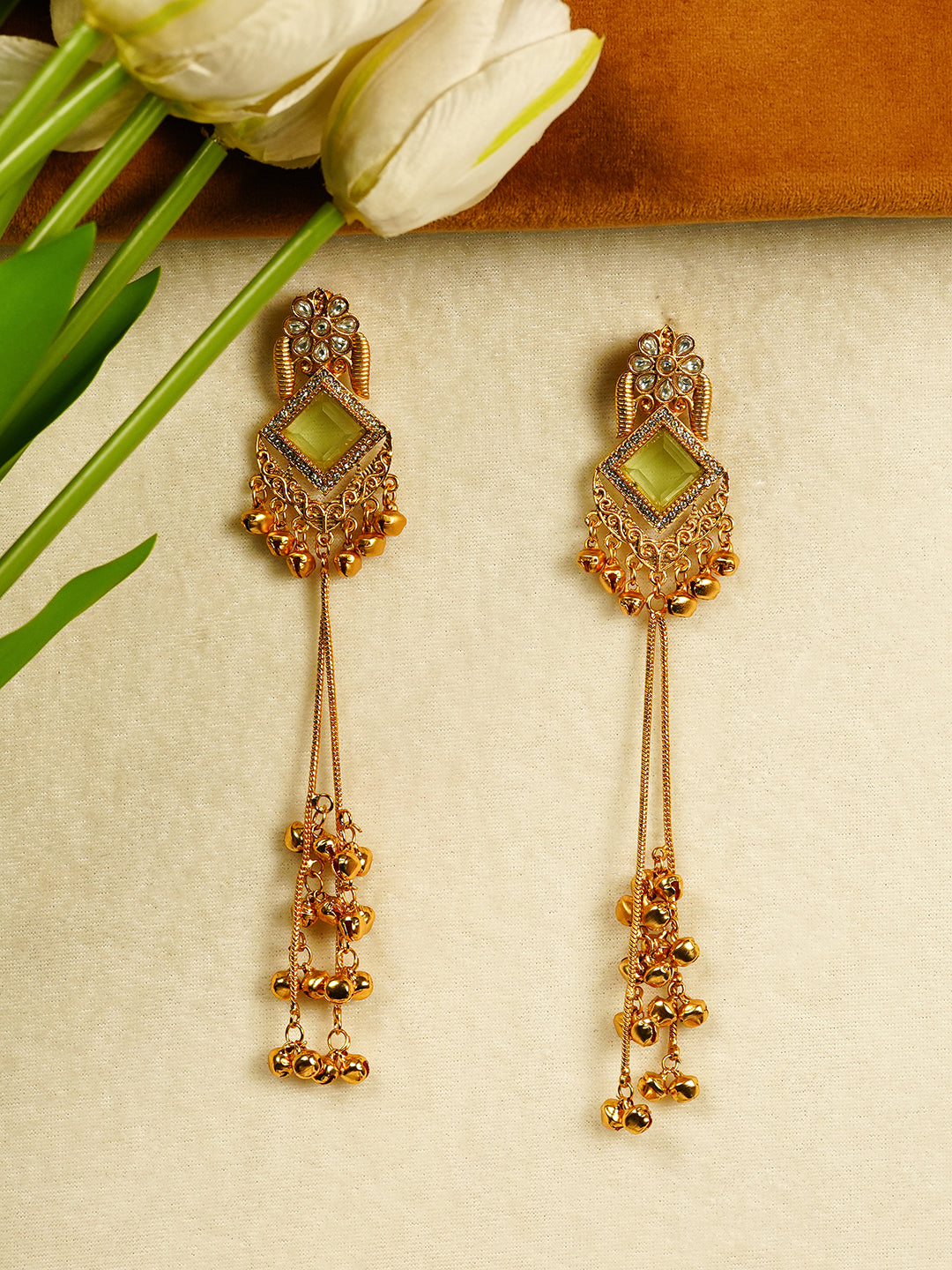 Aanura Gold Plated Royal Drop Jhumka Earrings