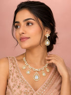 Aanura Pear Drop Necklace & Earrings with Stones