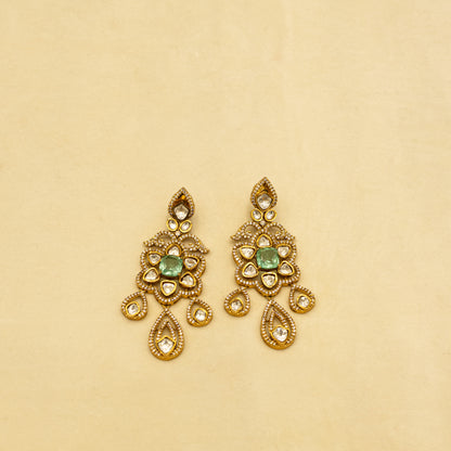Aanura Bridal Emerald Kundan Necklace with Tikka Set