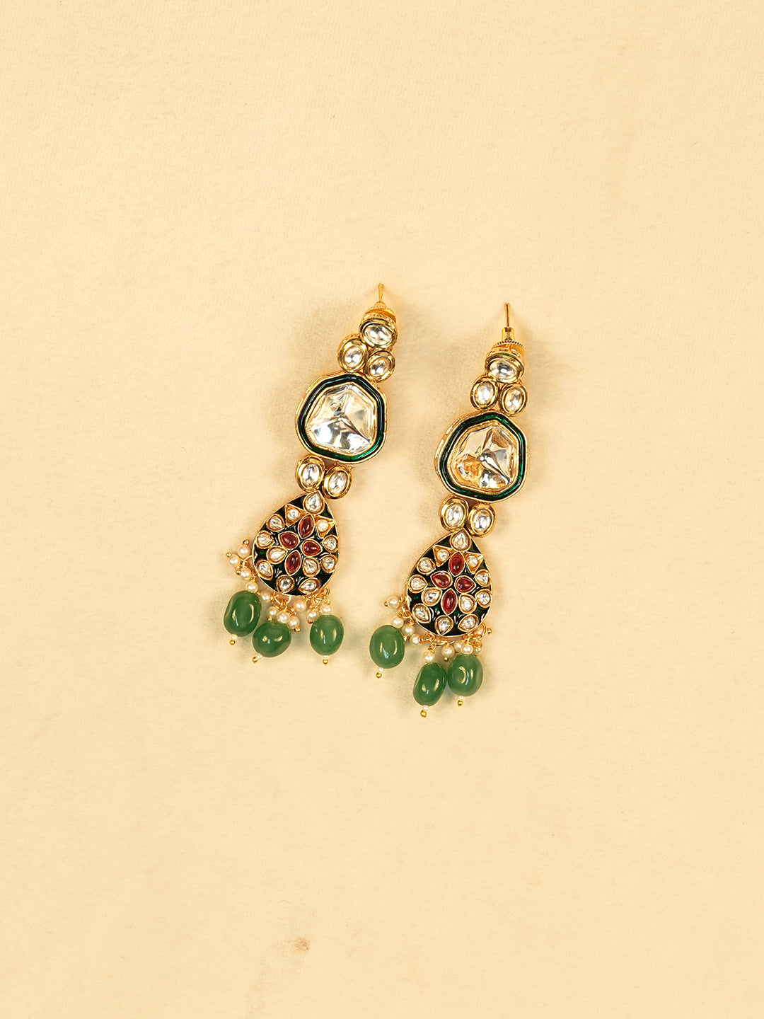 Aanura Gold Traditional Necklace Set With Earrings