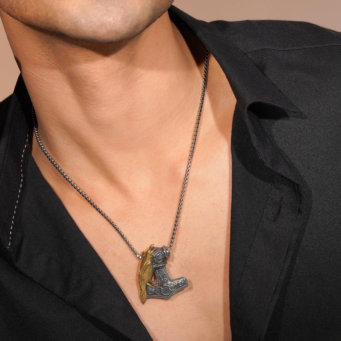 Aanura Dual-Tone Raven Hammer Chain For Men