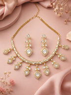 Aanura Peacock Green Kundan Necklace & Earrings Set