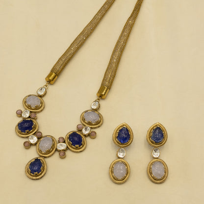 Aanura Red Stone Necklace & Earrings Set