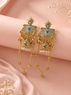 Aanura Gold Plated Temple Statement Earrings