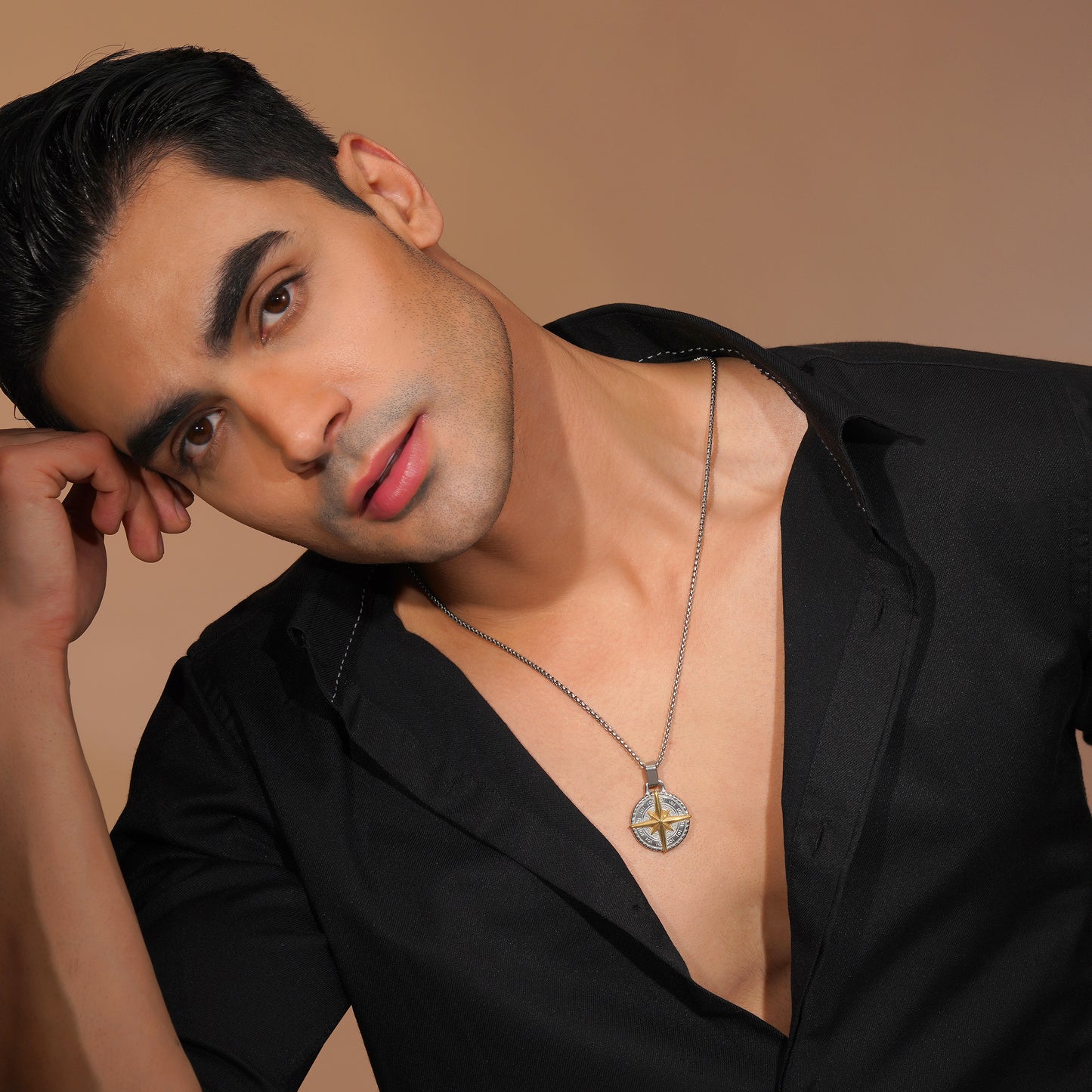 Aanura Dual-Tone Compass Chain For Men's