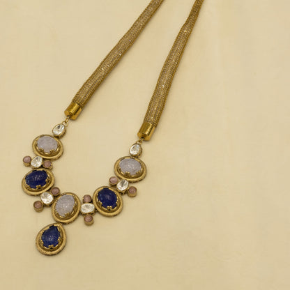 Aanura Red Stone Necklace & Earrings Set