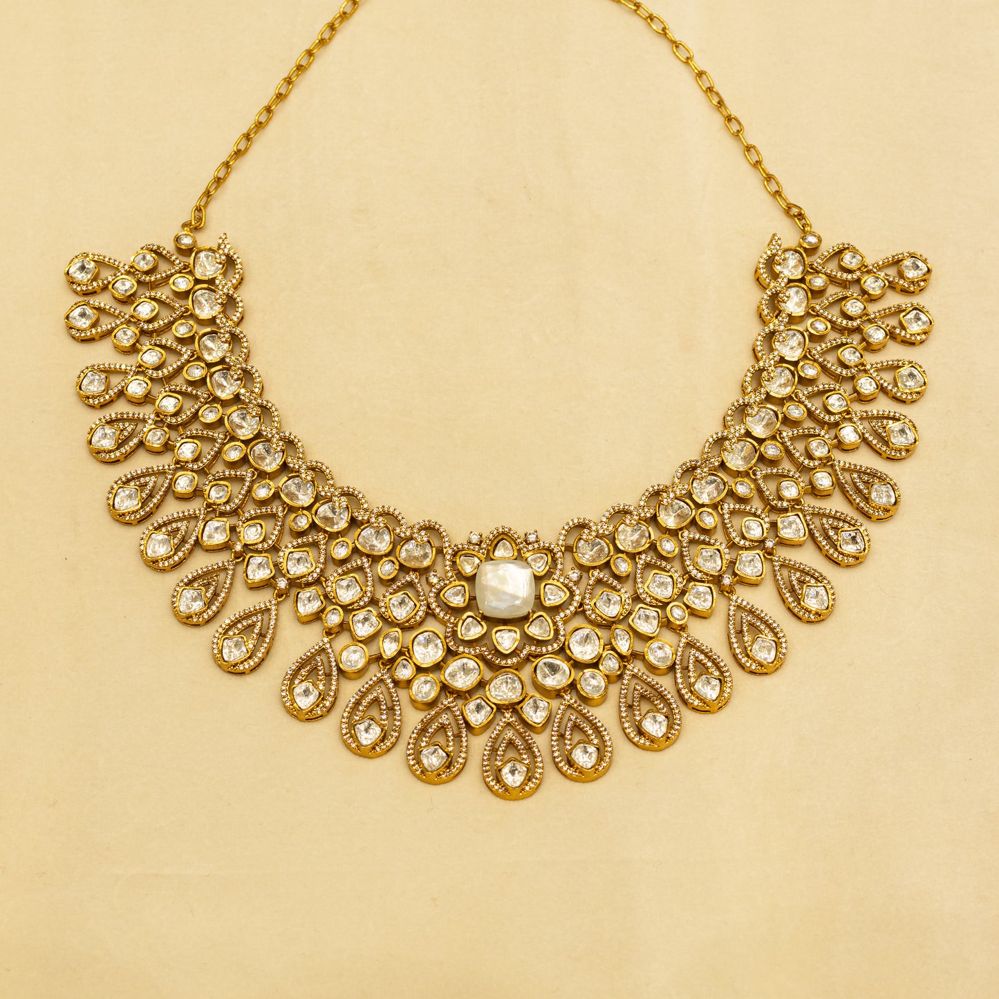 Aanura Bridal Emerald Kundan Necklace with Tikka Set