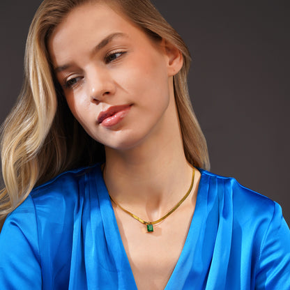 Aanura Square Drop Minimal Pendant Necklace