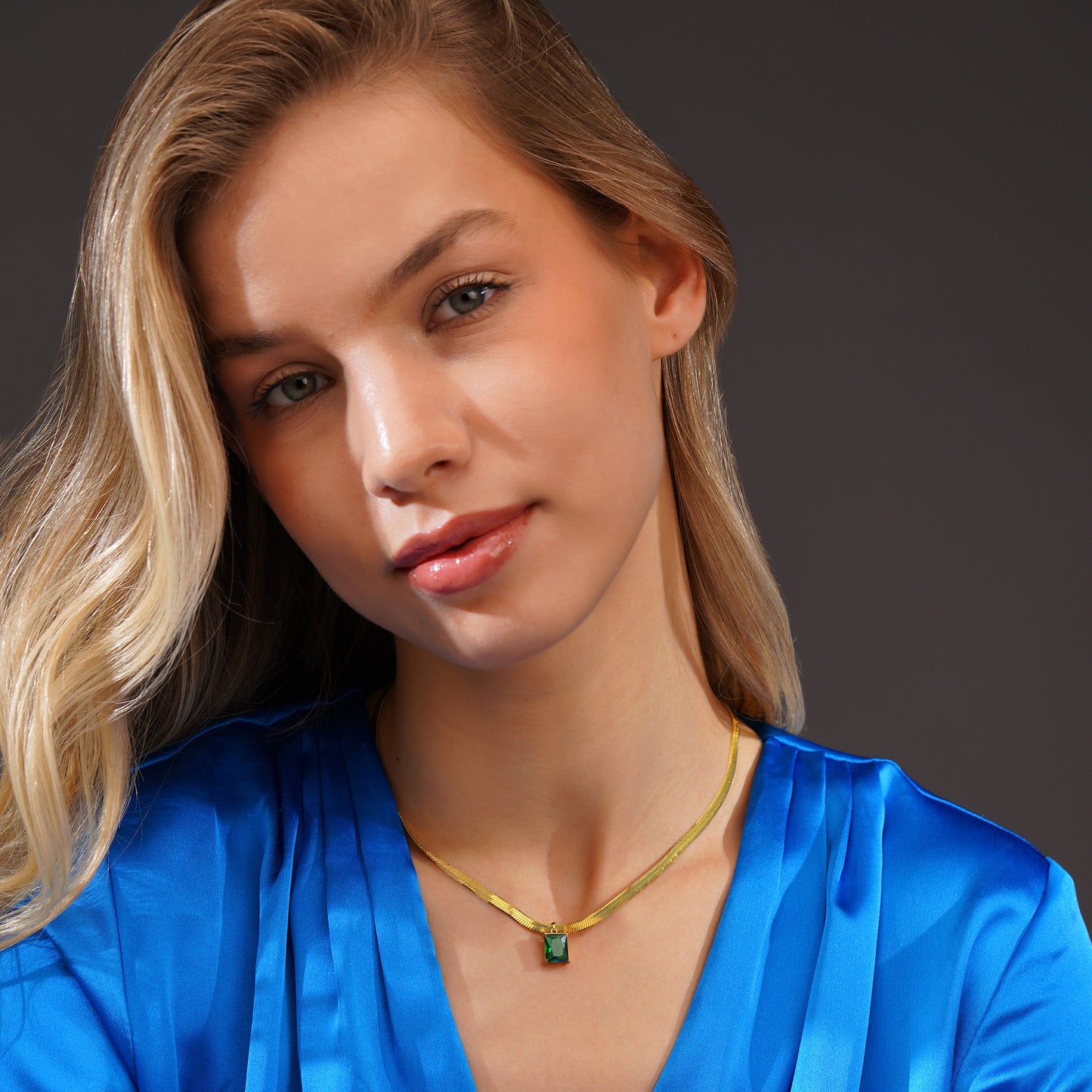 Aanura Square Drop Minimal Pendant Necklace