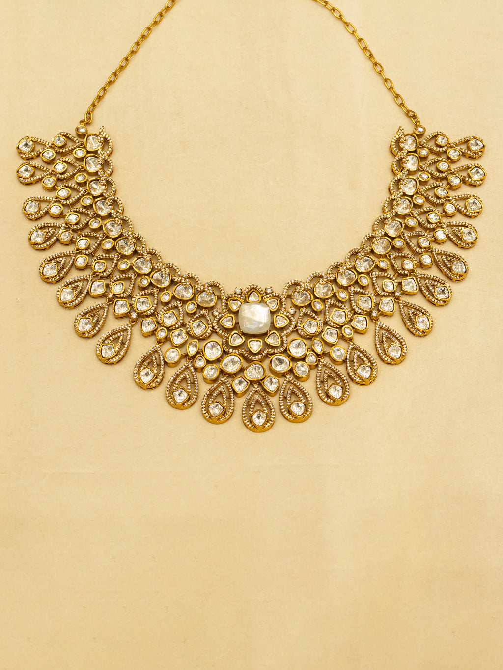 Aanura Bridal Emerald Kundan Necklace with Tikka Set