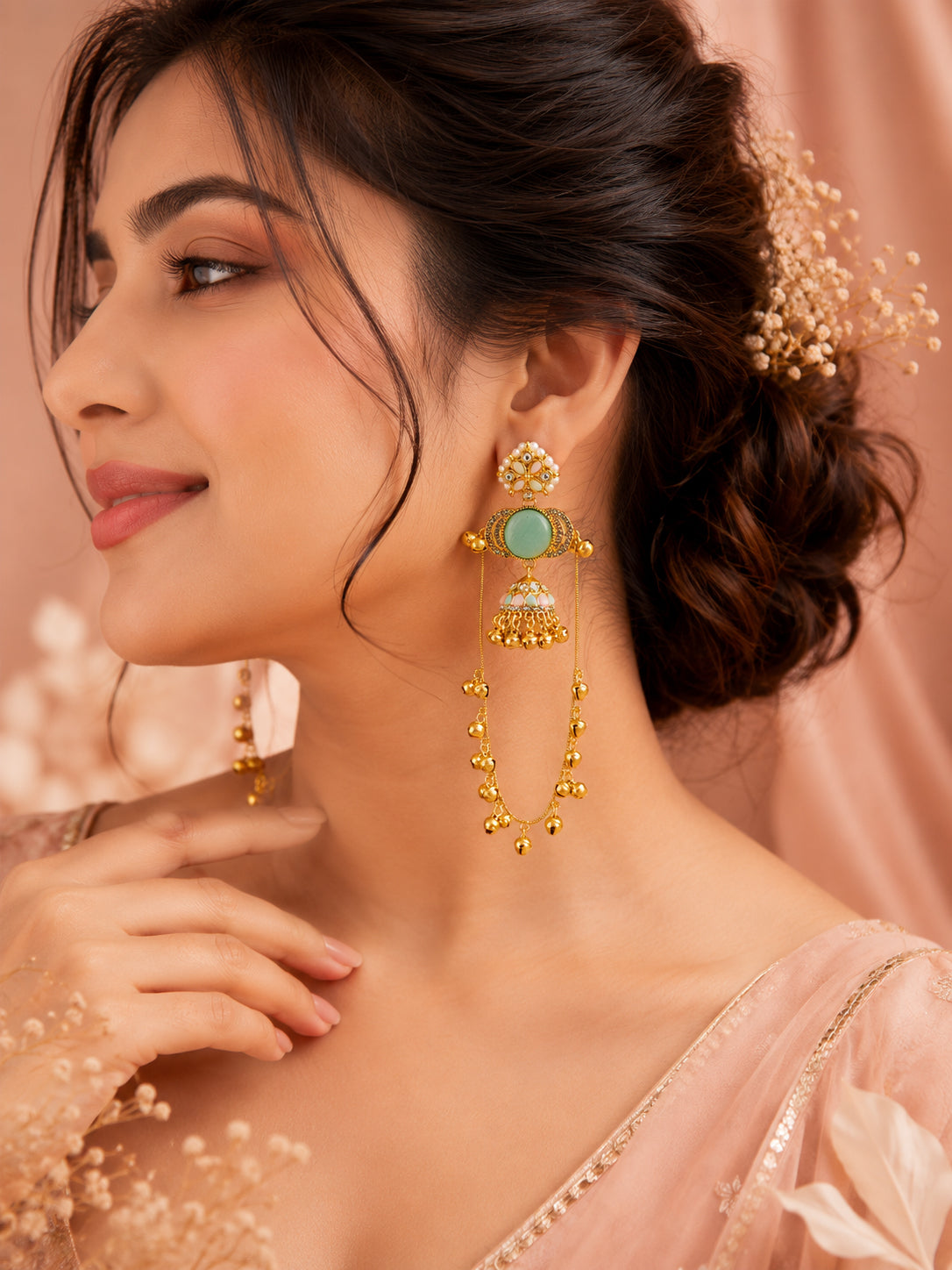 Aanura Gold Plated Stone Earrings with Brass