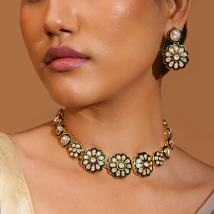 Aanura Gold Plated Floral Necklace Set