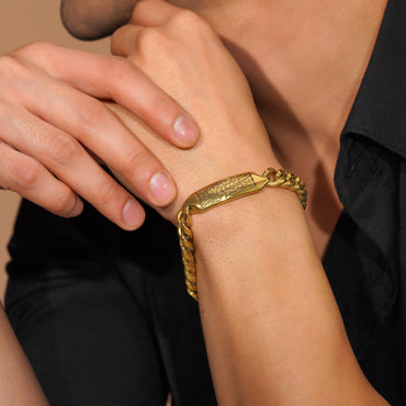 Aanura Gold Stainless Steel Chain Bracelet For Men