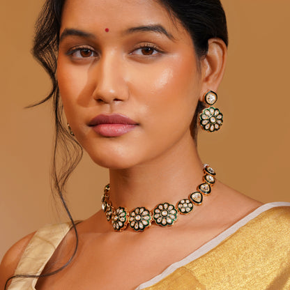Aanura Gold Traditional Necklace & Earring Set