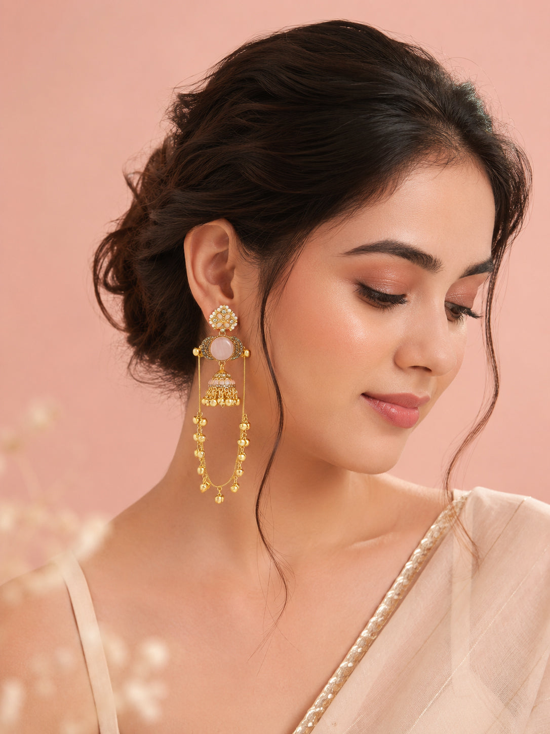 Aanura Gold Plated Stone Earrings with Brass