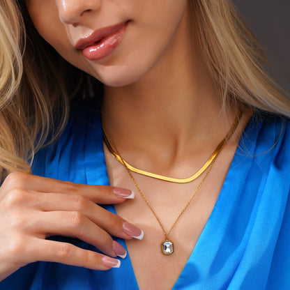 Aanura Dual Layer Pendant Chain Necklace