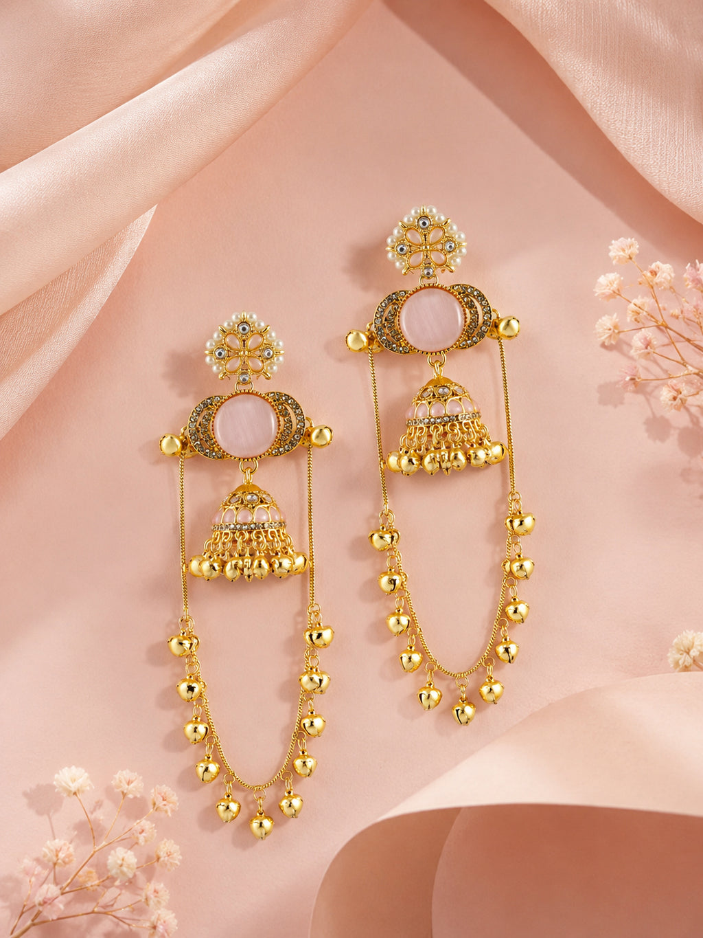 Aanura Gold Plated Stone Earrings with Brass