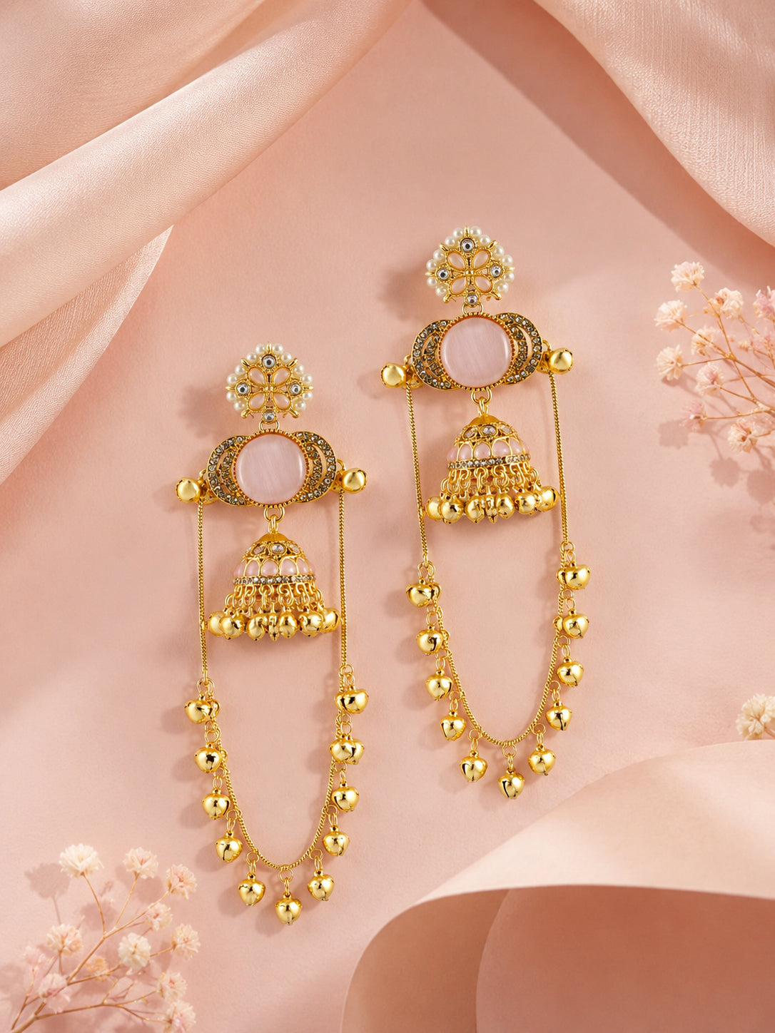Aanura Gold Plated Stone Earrings with Brass