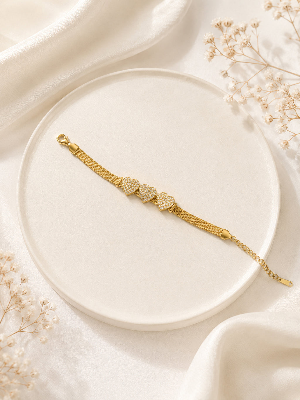 Aanura Triple Heart Mesh Adjustable Bracelet