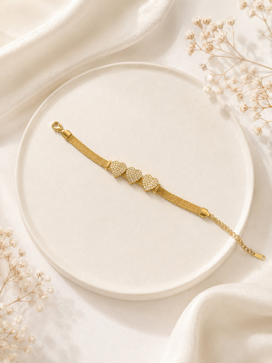 Aanura Triple Heart Mesh Adjustable Bracelet