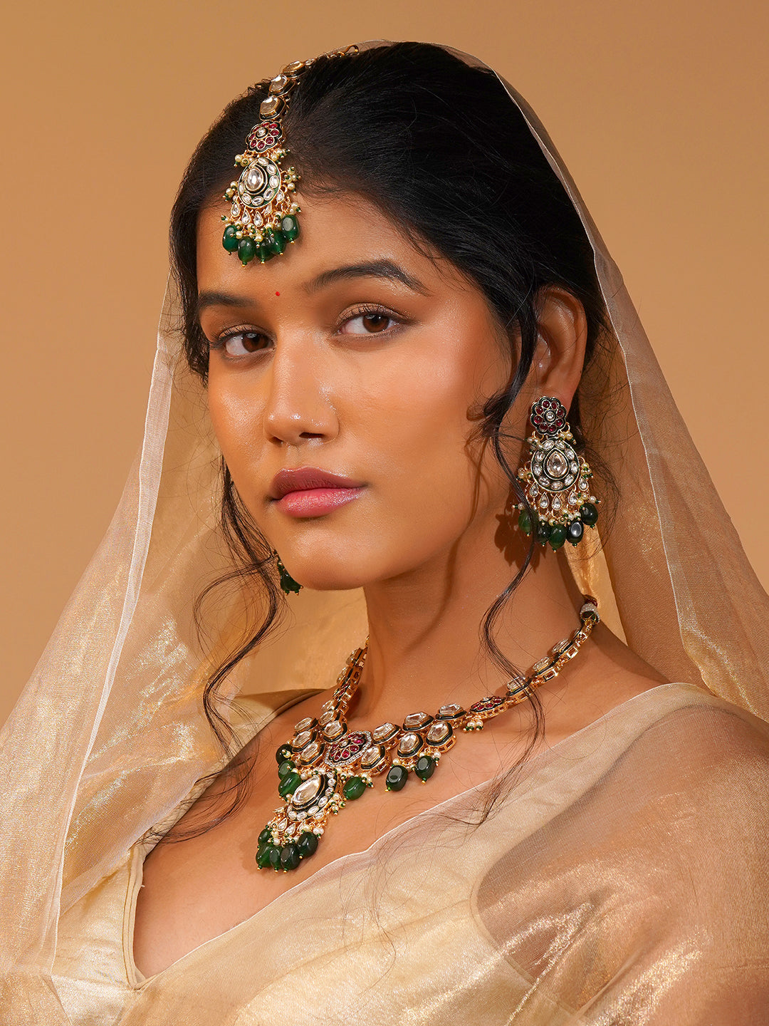 Aanura Gold Plated Traditional Necklace Set