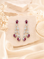 Aanura Silver Ruby Dangle Statement Earrings