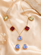 Aanura Multicolor Gemstone Necklace Set in Stainless Steel