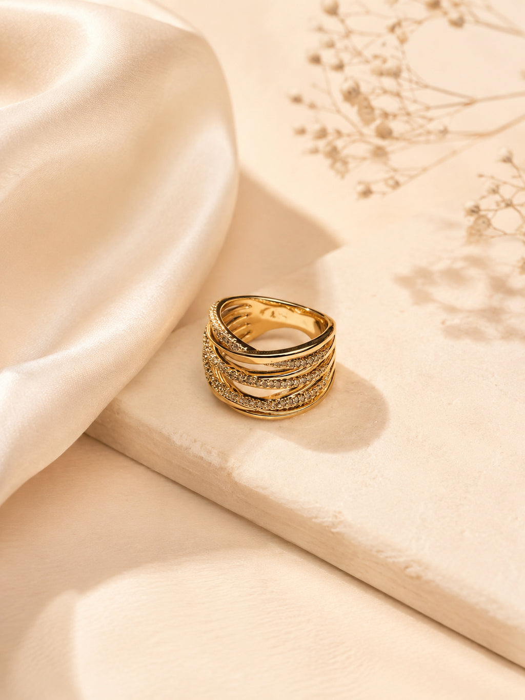 18K Gold Plated Multi-Band Anti-Tarnish Waterproof Ring