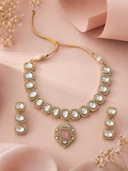 Aanura Kundan Necklace with Pink Stone Heritage Pendant