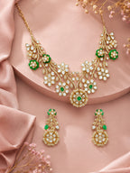 Aanura Floral Kundan Bridal Necklace Set with Earrings