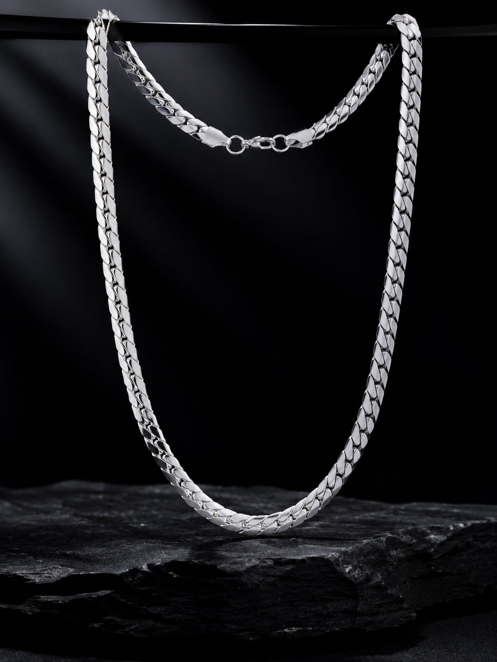 Rhodium Plating Anti Tarnish Waterproof Cuban Chain